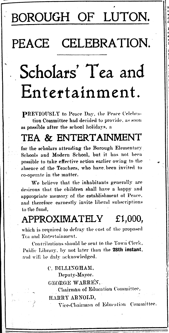 Peace celebration cash advert