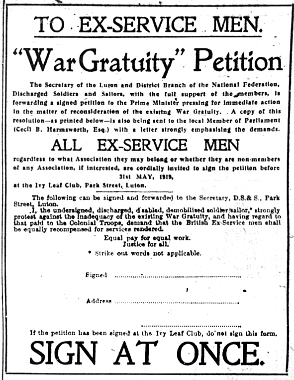 War gratuity petition form