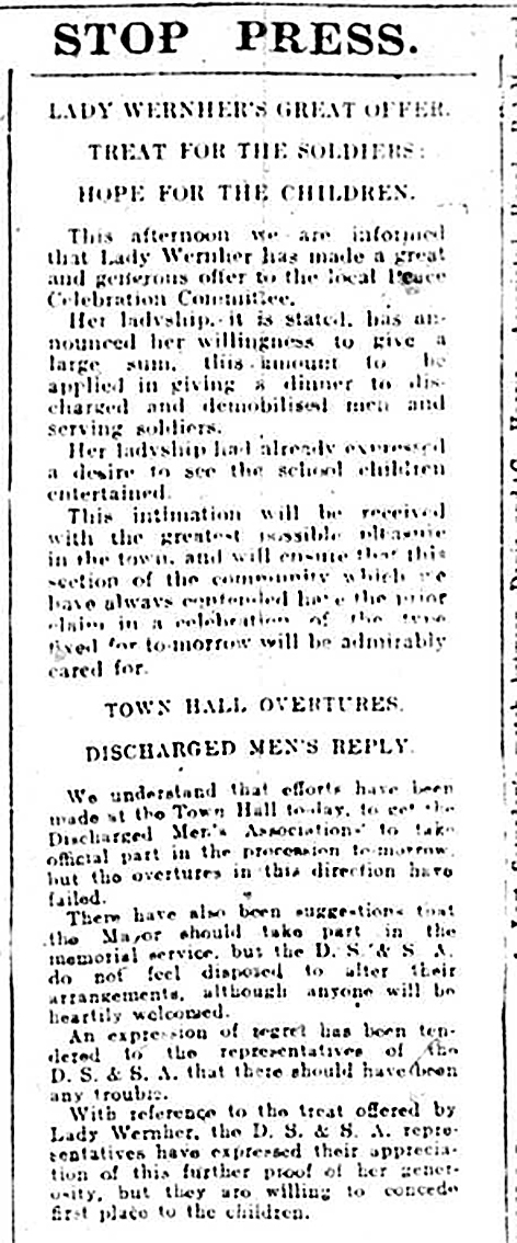 Peace Day stop press