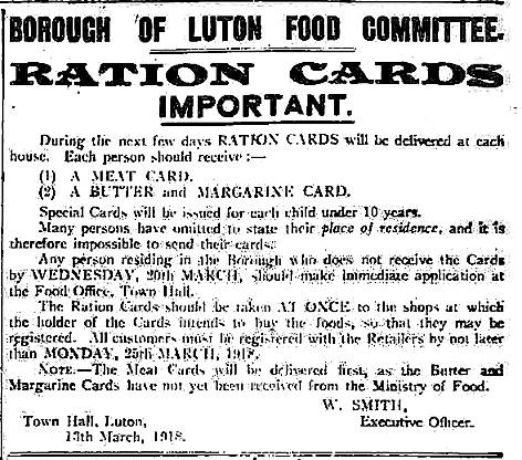 Ration cards advert