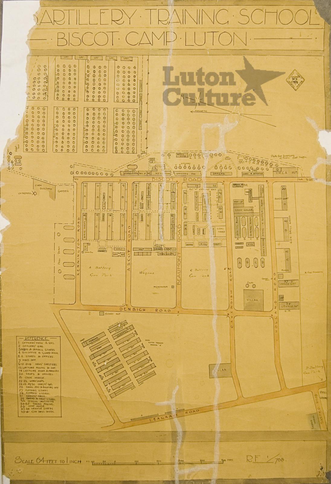 Annotated map of Biscot Camp