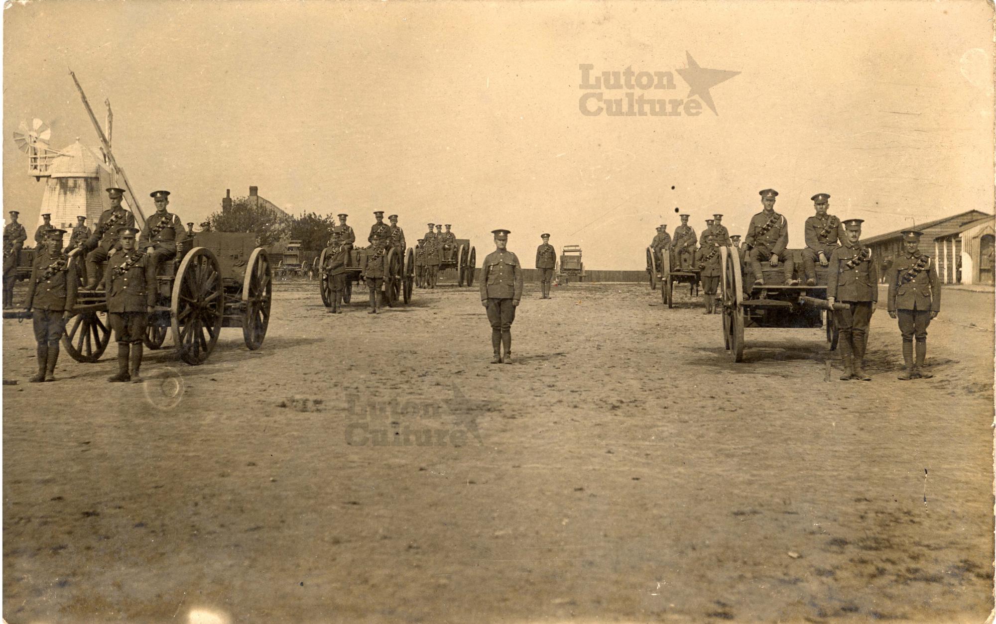 Looking north up Biscot Road, showing Biscot Mill