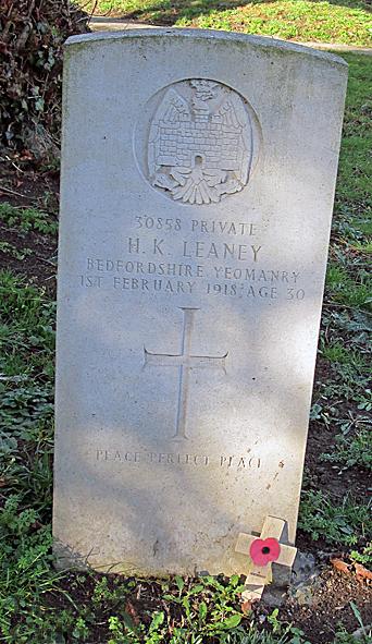 Horace Leaney gravetone, Biscot Churchyard