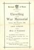 Front cover of programme for unveiling of Luton war memorial